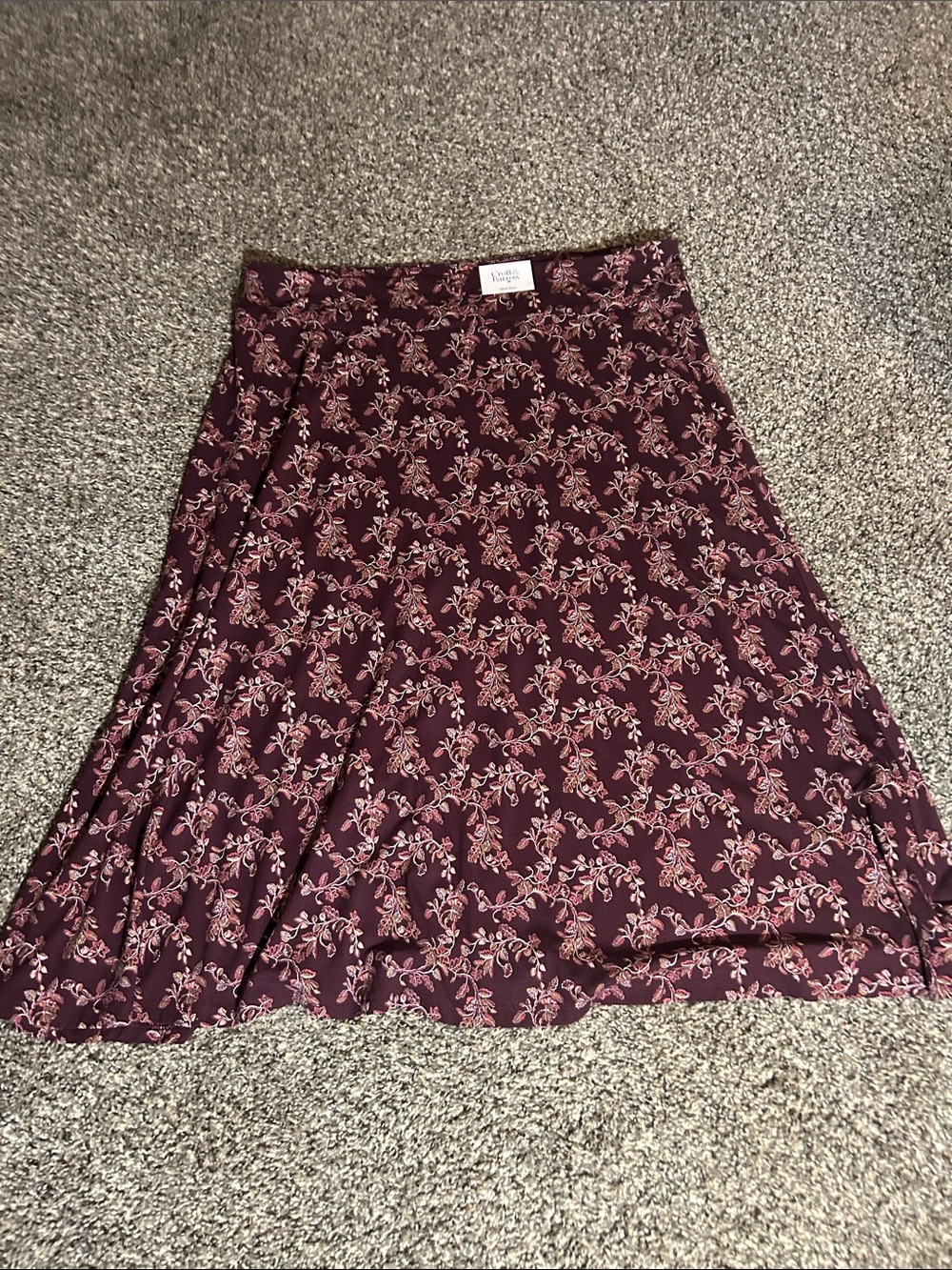 croft & barrow Burgundy Floral Midi Skirt